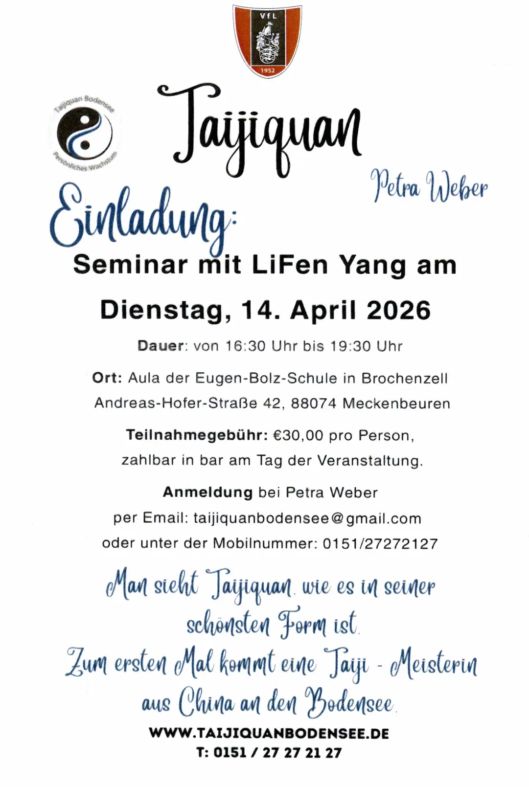 Taiji Seminar mit LiFen Yang
